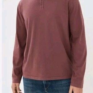 RHONE Long Sleeve Waffle Henley Shirt. Grape Shake Heather color
